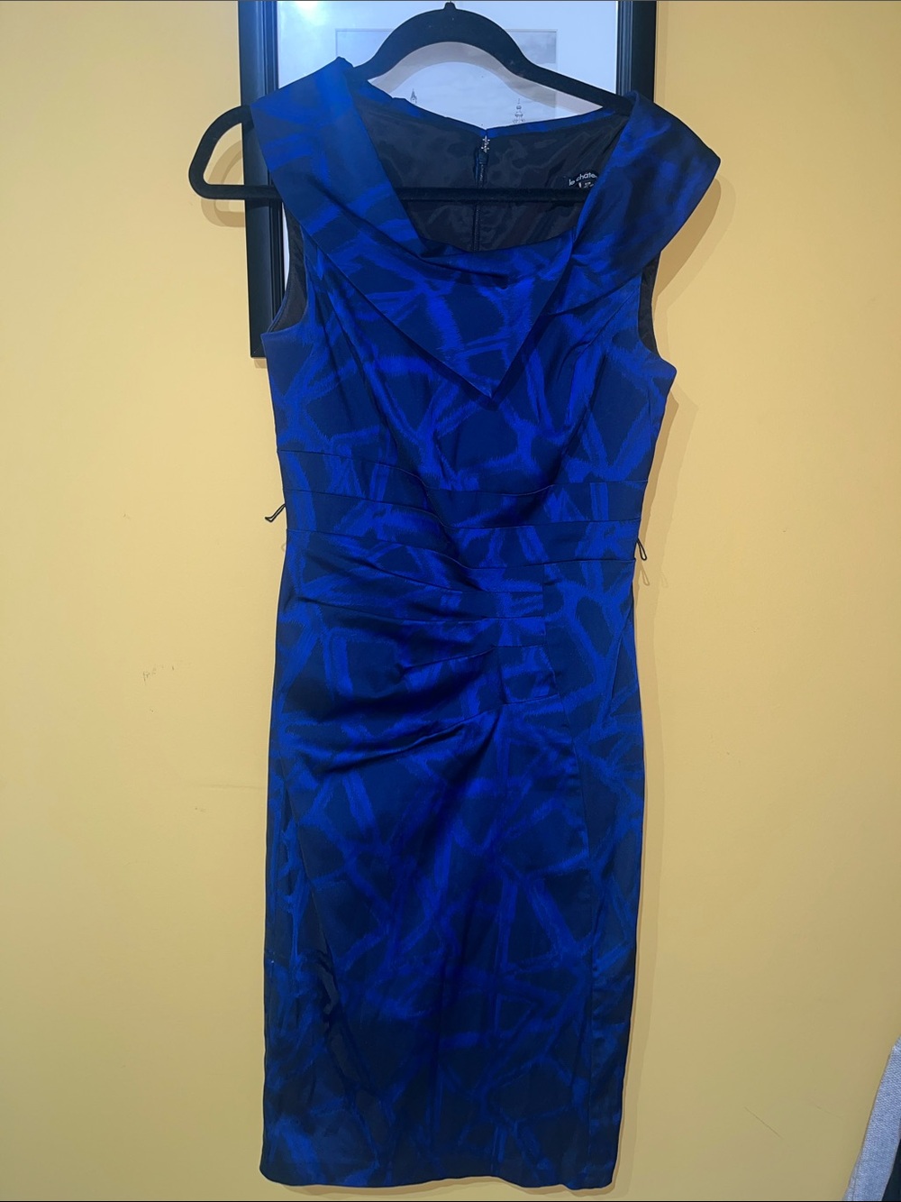 Le Chateau Sleeveless Royal Blue Sheath Midi Dress Sz Small